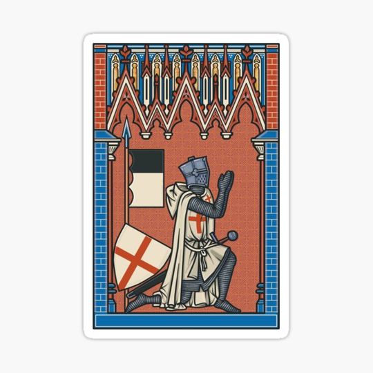 Discover Praying Templar Knight in Gothic Manuscript Border