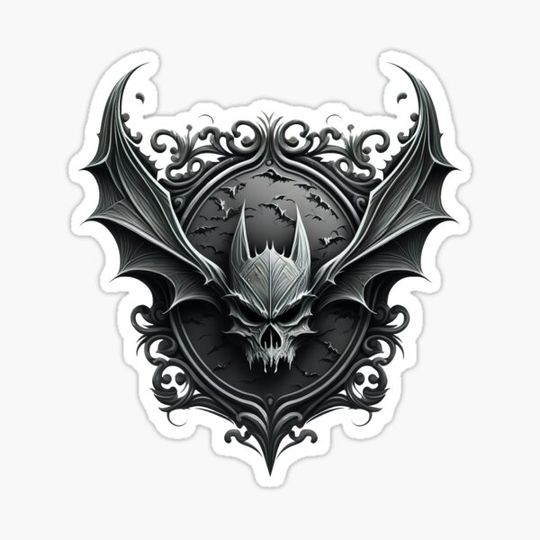 Discover Gothic Bat Creepy Fantasy tattoo logo design