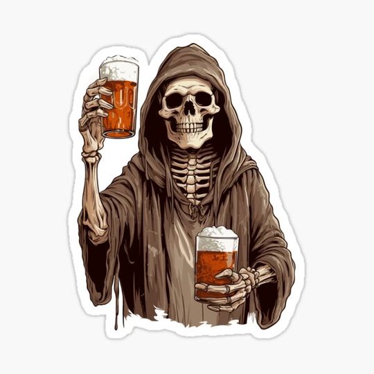 Discover a beer with a skeleton, Halloween