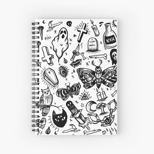Discover SPOOKY TATTOO FLASH SHEET