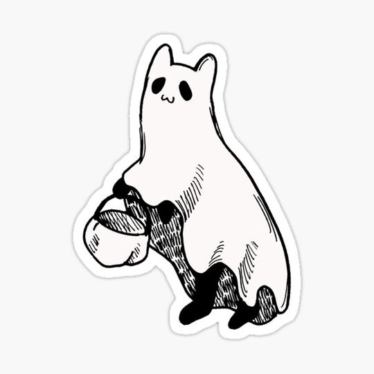 Discover Cute spooky cat halloween sticker