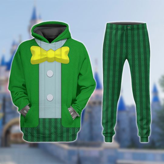 Discover Green Hero Full Over Print 3D Sweatpants Shirt, Mushroom Game Cosplay Hoodie Joggers