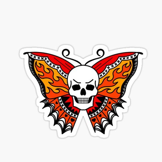 Discover Flaming skull butterfly deaths head moth tattoo flash kgbd