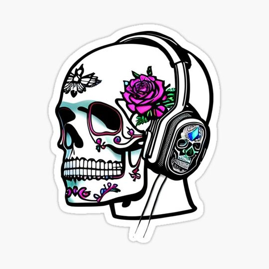 Discover Sugar Skull wearing Headphones DJ Sugar Skull