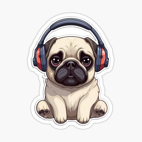 Discover Pug Wearing Headphones 2