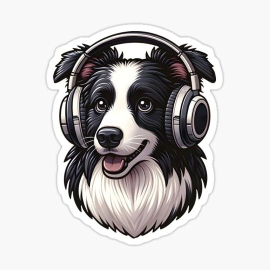 Discover Dog with Headphones -  Border Collie