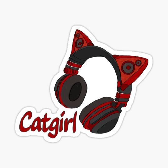 Discover Red and black cat girl headphones