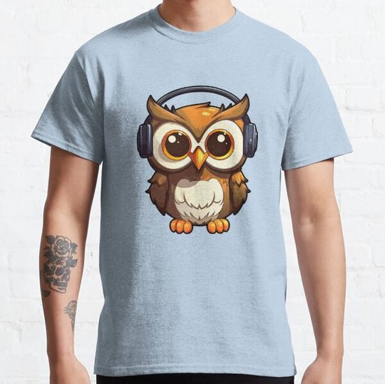 Discover Young owl wearing headphones