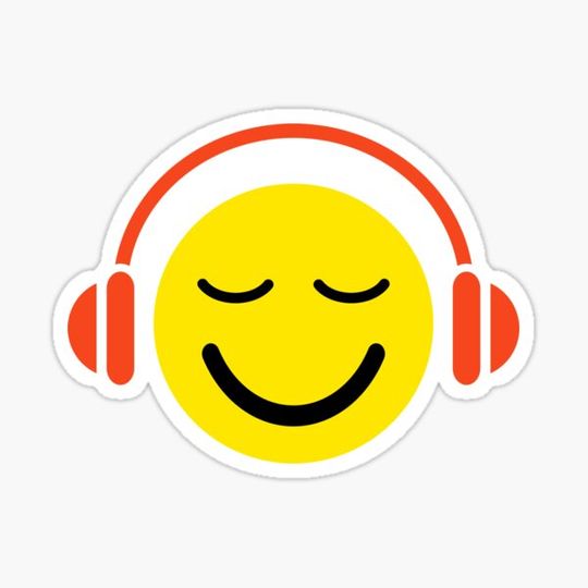 Discover Music happy face with headphones