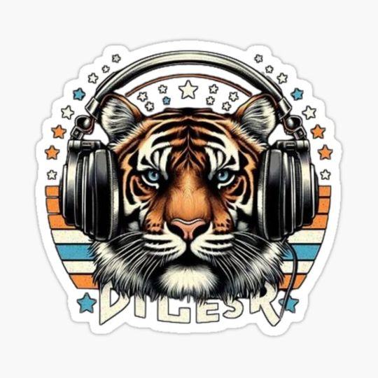 Discover Cute Tiger With Headphones
