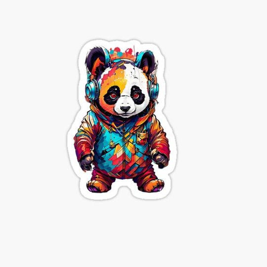 Discover Panda With Headphones Graffiti Style