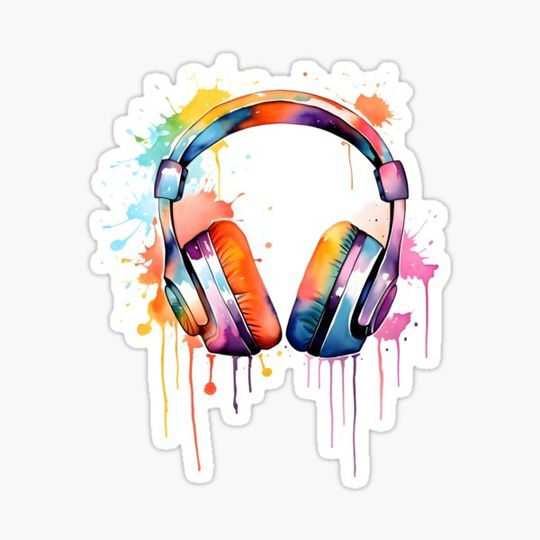 Discover "Euphonic Hues: Vibrant Watercolor Headphones"