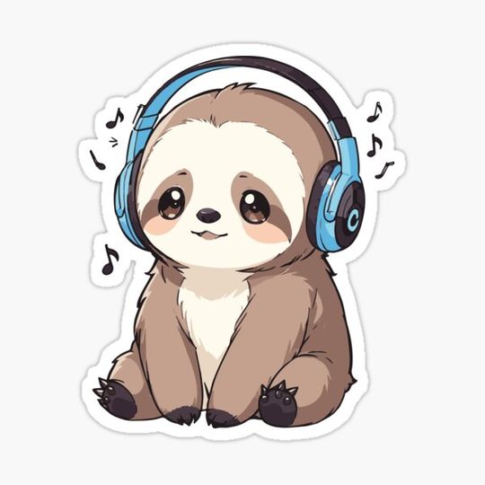 Discover Kawaii Cute Sloth Listening To Music