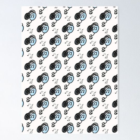 Discover Cute headphones cartoon seamless pattern.