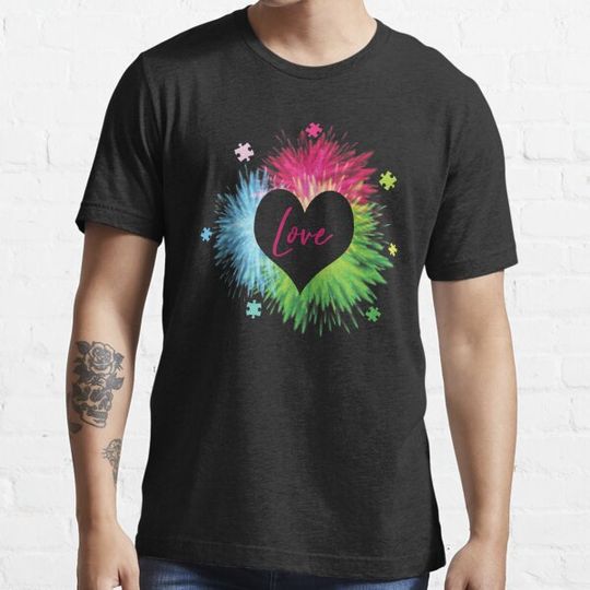 Discover Autism Awareness Heart Puzzle Piece Color Explosion