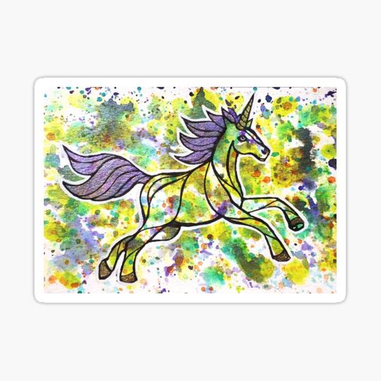 Discover It's All About Your Sparkle. Magical Unicorn Watercolor Illustration.