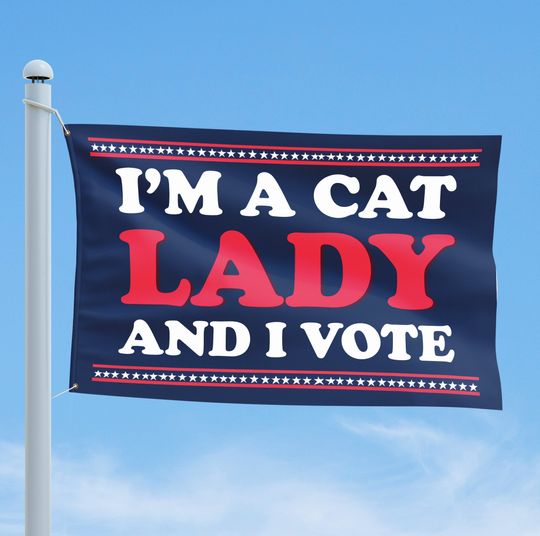 Discover Im a Cat Lady, and I Vote Kamala Harris House Flag, Kamala Harris for President 2024 Flag