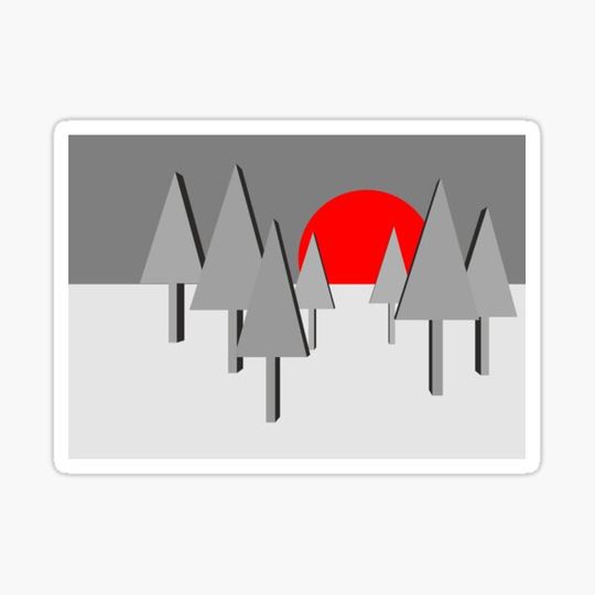 Discover Red Sun with graphic trees