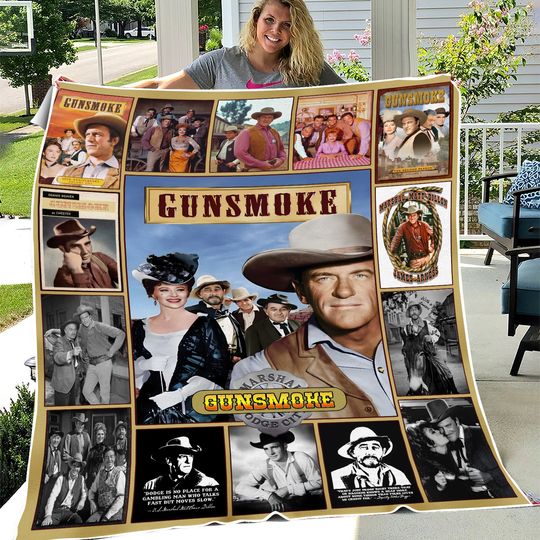Discover Gunsmoke Fleece Blanket, Gu.nsmoke 50s Western Film Vintage