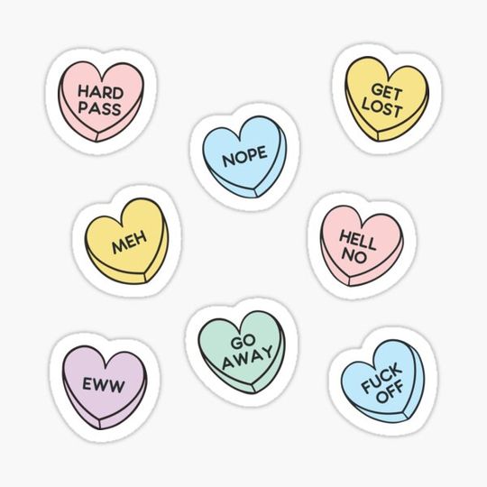 Discover anti sweethearts, anti valentine, candy heart sticker pack
