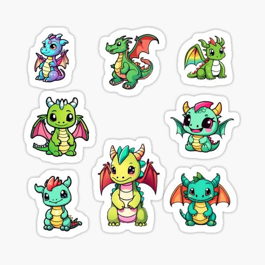 Discover 8 dragon stickers