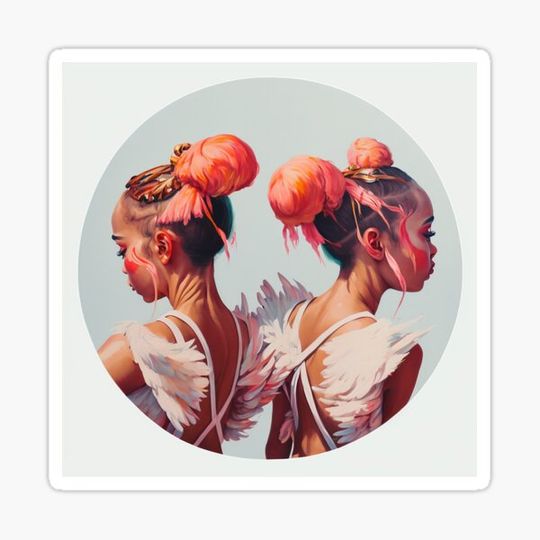 Discover Ballerina twins portrait inspired by flamingos