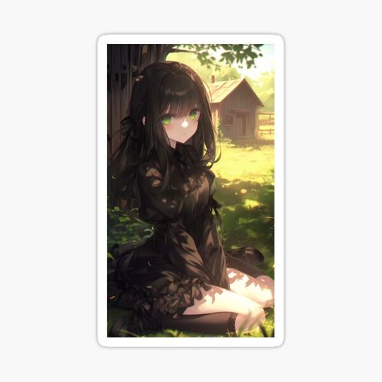 Discover a girl with black hair and dressed in black