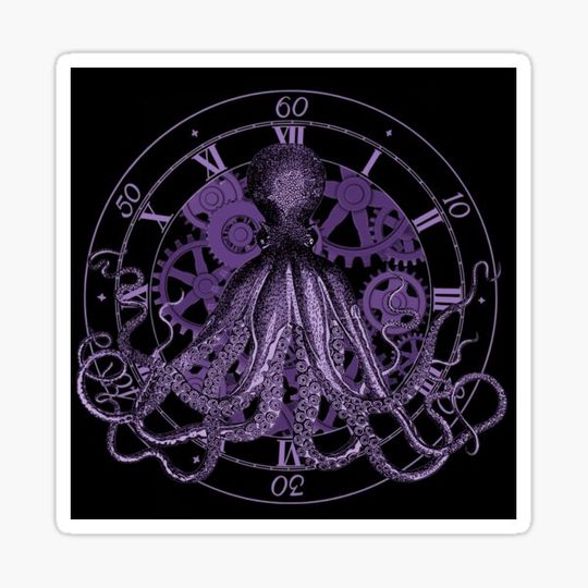 Discover Steampunk Octopus Clock purple
