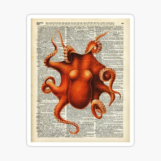 Discover Octopus Dictionary Page Art
