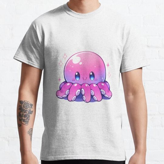 Discover Cute Kawaii Happy Octopus in Pink and Purple Color