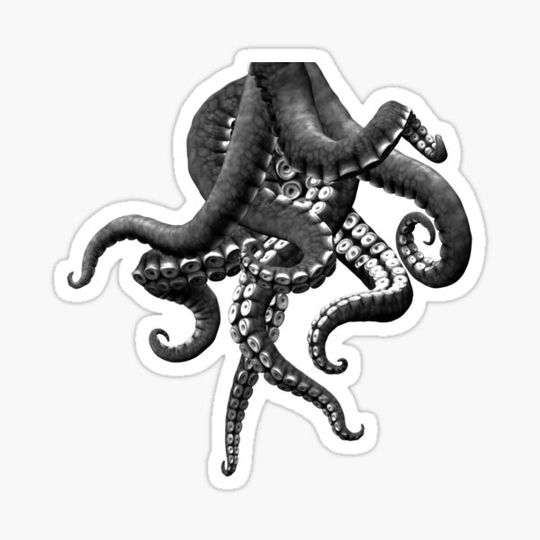 Discover 8 Tentacles in Ink on White ~ from the Top
