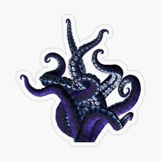 Discover 8 Tentacles in Blue on White ~ from the Bottom