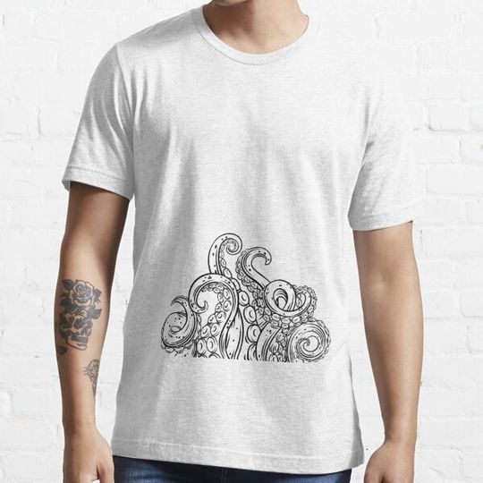 Octopus Two colors black and white t-shirt