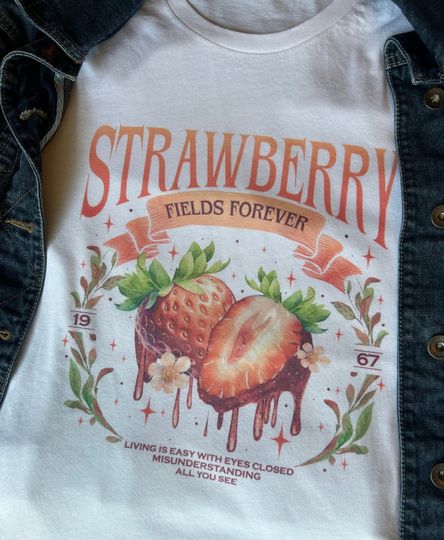 Discover Strawberry Fields t-shirt/rock band/Unisex tee/ vintage feel/