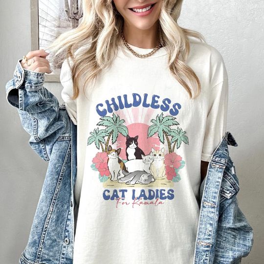 Discover Childless Cat Lady Shirt, Miserable Childless Cat Ladies for Kamala Tshirt