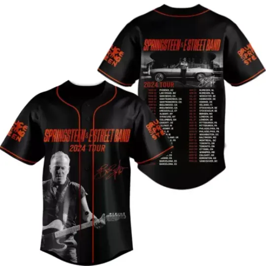 Discover Bruce Springsteen E Street Band Tour 2024 3D Print Baseball Jersey Shirt