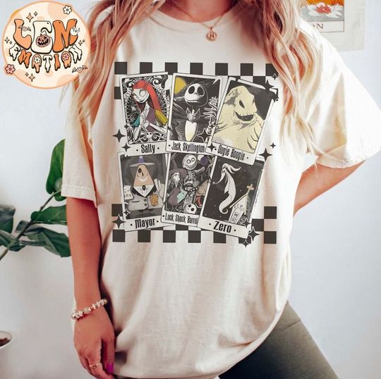 Discover Nightmare Before Christmas Shirt, Nightmare Characters Tarot Cards Shirt