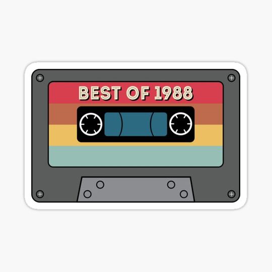 Discover Best of 1988 Vintage Colourful Cassette Tape Cool Gift Idea.