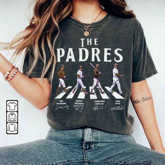Discover The Padres Walking Abbey Road Signatures Baseball Shirt, Kim Ha-Seong, Manny Machado, FRD Tatis JR.