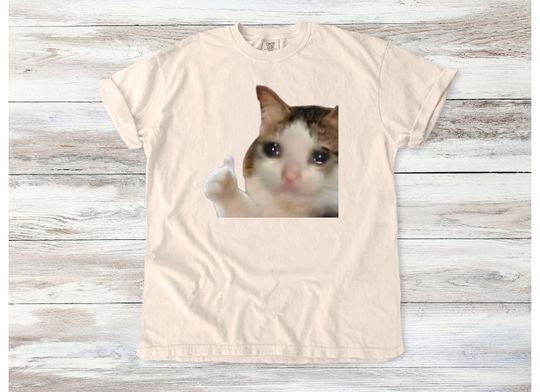 Discover Thumbs-Up Cat Meme T-Shirt - Funny Cat Lover Humor Tee - Cute and Adorable Feline Graphic