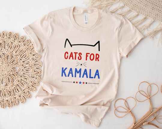 Discover Cat Ladies For Kamala Shirt, Kamala Harris 2024 President Shirt, Cat Mom Shirt