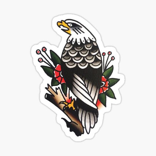 Discover Traditional Eagle on Branch Tattoo Design