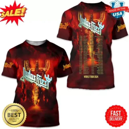 Discover Judas Priest Invincible Shield Concert 2024 Us Tour 3D All Over Print T Shirt