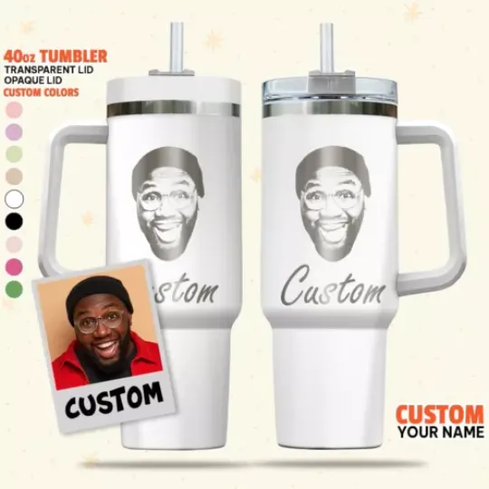 Discover Personalized Tumbler Men, Custom Face Tumbler, Personalized 40oz Tumbler Handle