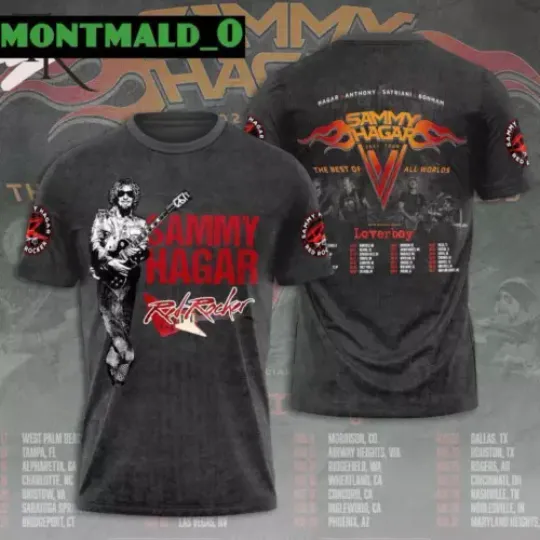 Discover Hagar Anthony Satriani Bonham Red Rocker Sammy Hagar 2024 Tour 3D Shirt