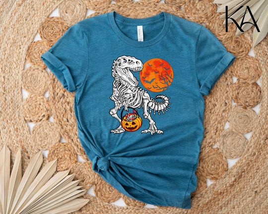 Discover Halloween Dinosaur Skeleton Shirt, Funny Halloween Shirt, Dinosaur Shirt