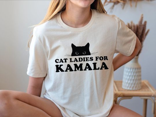Discover Cat Ladies For Kamala T-Shirt | Childless Cat Lady Shirt | Elect Kamala Harris