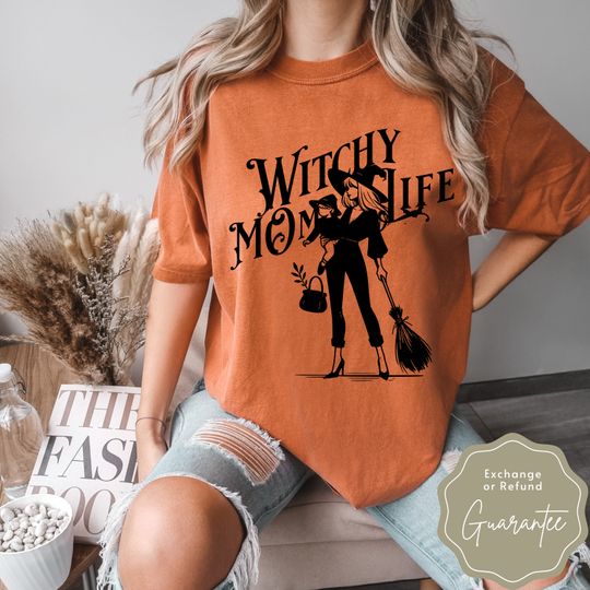 Discover Halloween Mama Shirt, Hot Witchy Mom, Witchy Mom Life Tee, Halloween 2024 TShirt