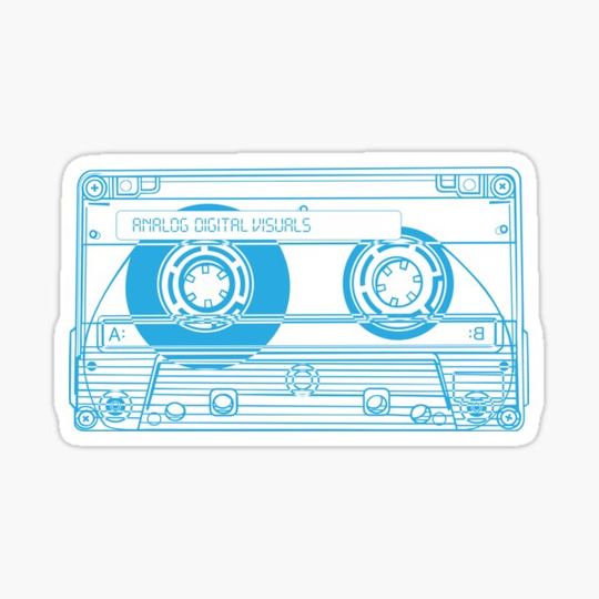 Discover Cassette Tape (Button Blue Lines) Analog / Music
