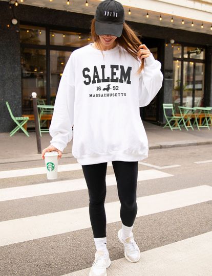 Discover Salem Sweatshirt, Salem Massachusetts, Preppy Varsity Halloween Sweatshirt
